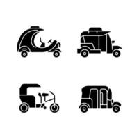 Transporting passengers business black glyph icons set on white space vector