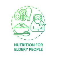 nutrición para personas mayores icono de concepto degradado verde vector