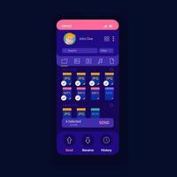 Application for sharing data night smartphone interface vector template