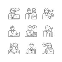 Employees team RGB linear icons set vector