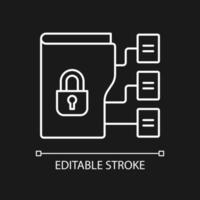 Data classification white linear icon for dark theme vector
