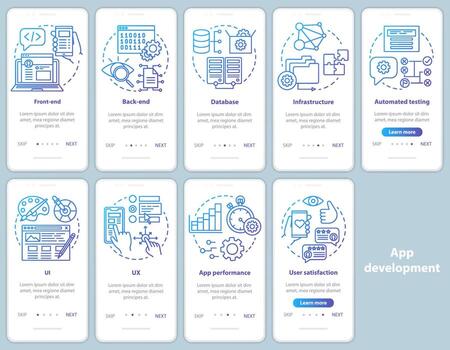 Application development onboarding mobile app page screen vector template