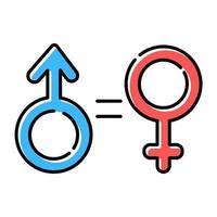 Gender equality color icons set vector