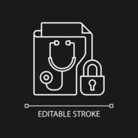 Protected health information white linear icon for dark theme vector