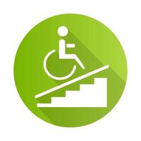 Wheelchair access green flat design long shadow glyph icon vector