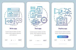 desarrollo de aplicaciones incorporación de plantilla de vector de pantalla de página de aplicación móvil