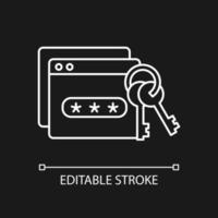 Password management white linear icon for dark theme vector