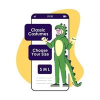 Classic costumes smartphone app screen vector