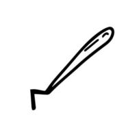 Hoe like fork. Hand drawn outline vector illustration in doodle style, isolated. Gardening element. Tools for working in the garden, on the farm.