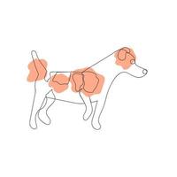 Continuous one line drawing with Jack Russell Terrier. Moden style dog for logo, icon emblem or web banner. Hand drawn minimalism style vector illustration.