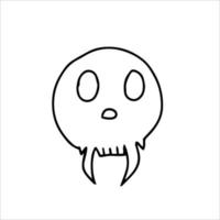 cráneo de dibujos animados dibujados a mano. cráneo de divertidos dibujos animados aislado sobre fondo blanco. ilustración vectorial. vector