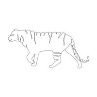 tigre dibujo de una línea aislado sobre fondo blanco. feliz año nuevo 2022 año del tigre, tigre de estilo moderno para logotipo, emblema de icono o banner web. Ilustración de vector de estilo minimalista dibujado a mano.