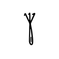 Hoe like fork. Hand drawn outline vector illustration in doodle style, isolated. Gardening element. Tools for working in the garden, on the farm.