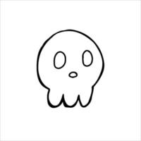 Hand drawn cartoon skull. Funny cartoon skull isolated on white background. Vector illustration.