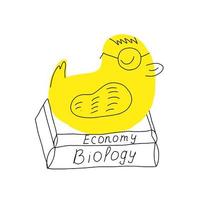 cute yellow duck student. vector illustration