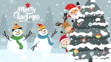 Merry Christmas cartoon cute illustration. vector