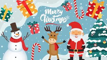 Merry Christmas cartoon cute illustration. vector