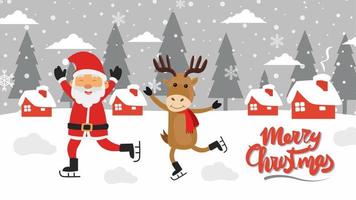 Merry Christmas cartoon cute illustration. vector