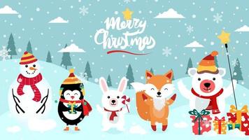 Merry Christmas cartoon cute illustration. vector