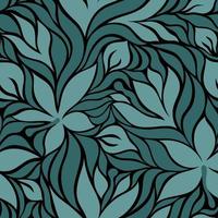 Black seamless vector background with mint hibiscus flowers