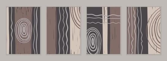 FOUR VECTOR POSTERS WITH AN ABSTRACT PLOT IN BEIGE COLORS