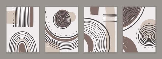 FOUR VECTOR POSTERS WITH AN ABSTRACT PLOT IN BEIGE COLORS