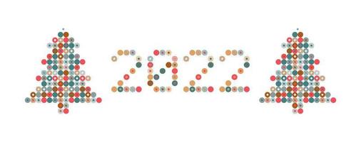 2022 New Year diverse unusual sign for 2022 event decoration, cute graphic, creative emblem concept for banner, brochure, flyer, calendar, greeting card, event invitation. Isolated vector logotype.