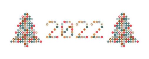 2022 año nuevo diverso signo inusual para la decoración del evento 2022, lindo gráfico, concepto de emblema creativo para banner, folleto, volante, calendario, tarjeta de felicitación, invitación al evento. logotipo de vector aislado.