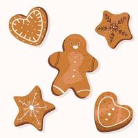 christmas gingerbread set vector illustration