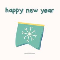 Flag with a snowflake greeting card with the inscription Happy New Year vector