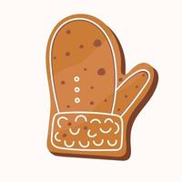 mitten shaped christmas gingerbread vector illustration