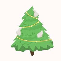 arbol de navidad con guirnalda vector