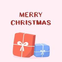 Cute gifts for christmas greeting card with the inscription merry christmas vector