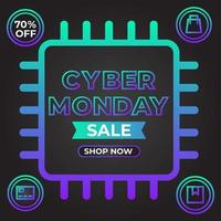 bright gradient cyber monday social media post promotion vector