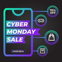 bright gradient cyber monday social media post promotion vector