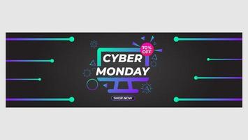 bright gradient cyber monday sale promotin banner vector