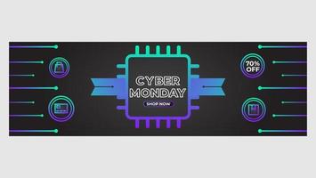 banner de promoción de venta cyber monday gradiente brillante vector
