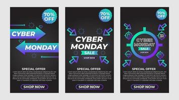 colección de promoción de historias de redes sociales de cyber monday vector