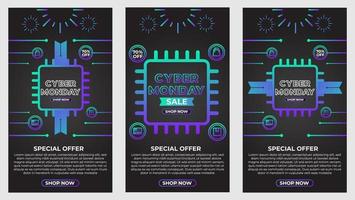 cyber monday social media stories promotion collection vector