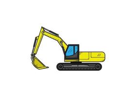 Excavator heavy vehicle hand drawn illustration sketch vector