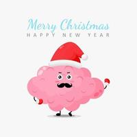 Cute brain characters wish you a merry christmas vector