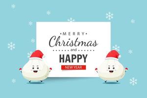 Cute dumpling character wishes you a Merry Christmas vector