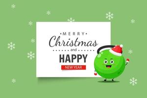 Cute fitness kettlebell character wishes you a Merry Christmas vector
