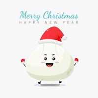 Merry christmas and happy new year greeting card with dumpling character vector