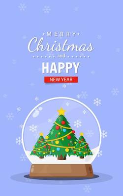 Merry Christmas card with Christmas tree snowball
