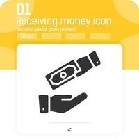 recibir dinero icono con estilo plano aislado sobre fondo blanco. ilustración vectorial concepto de icono de símbolo de signo de transacción para finanzas, ui, ux, sitio web, negocios, aplicaciones móviles y todos los proyectos vector