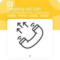 Outgoing call vector icon with outline style isolated on white background. vector illustration black style element thin icon for ui, ux, web, communication, business, logo, mobile apps and all project