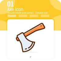 Carpenter tool axe icon with high quality flat style isolated on white background. Illustration axe sign icon for construction, decoration, repair services, locksmith, carpenter, foreman and project vector