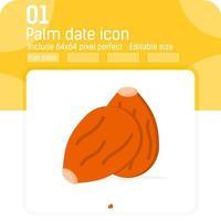 Palm date icon with high quality flat style isolated on white background. Vector illustration simple element thin flat color symbol icon for ui, ux, website, fruit, logo, mobile apps and all project