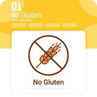 gluten free food allergy product. Dietary label vector icon with flat style isolated on white background. Vector symbol design template for web design, mobile app, organic eco business and agriculture